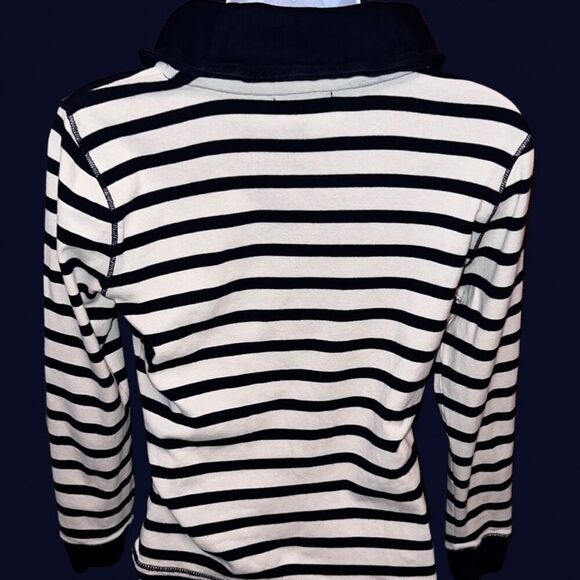 Lauren by Ralph Lauren Navy/White Zip Mock Turtleneck Shirt Size Medium - Picture 3 of 5